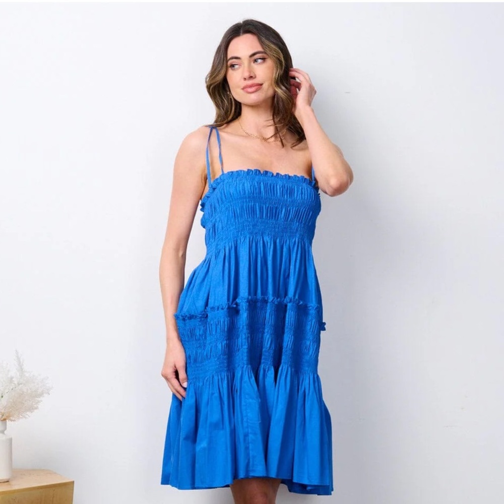 Pinch Royal Blue Smocked Mini Dress
